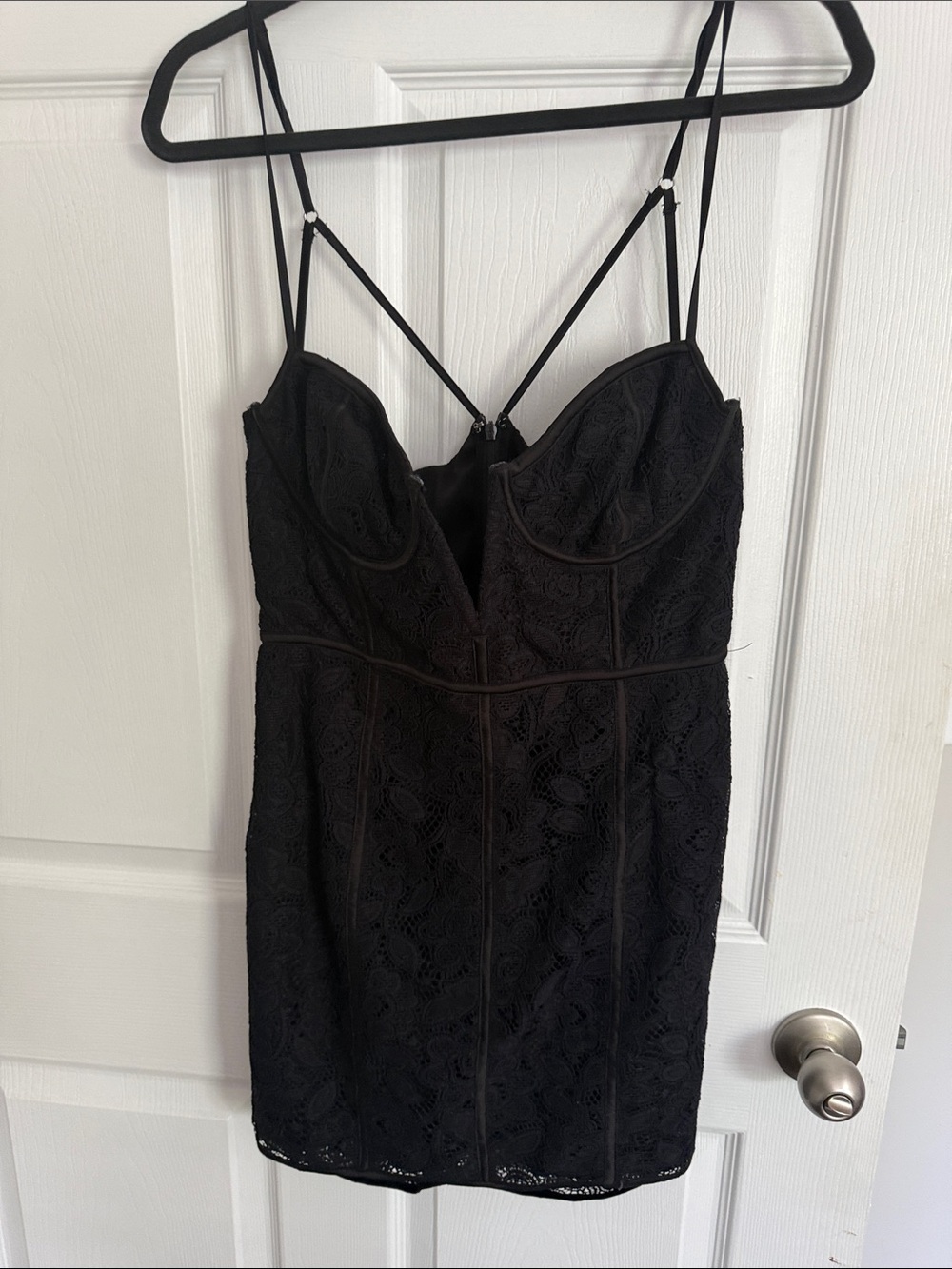 For Love & Lemons Black Lace Strappy Mini Dress